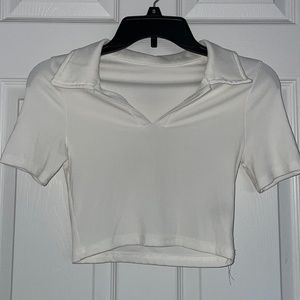 Never worn white collared crop top. Brand new